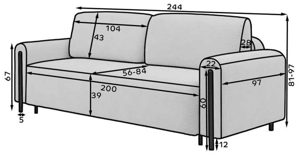 Сив разтегателен диван с място за съхранение от рипсено кадифе 244 cm Arcadova – ELTAP