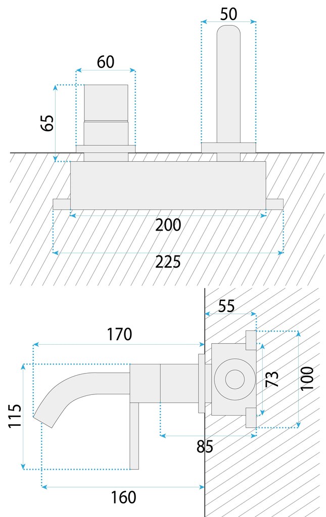 Смесител за вграждане Rea Foster Brush Gold