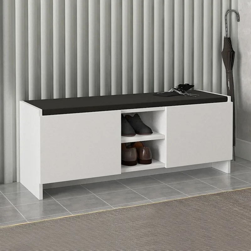 Меламинов шкаф за обувки Verly в бял цвят 110x33.2x43см.