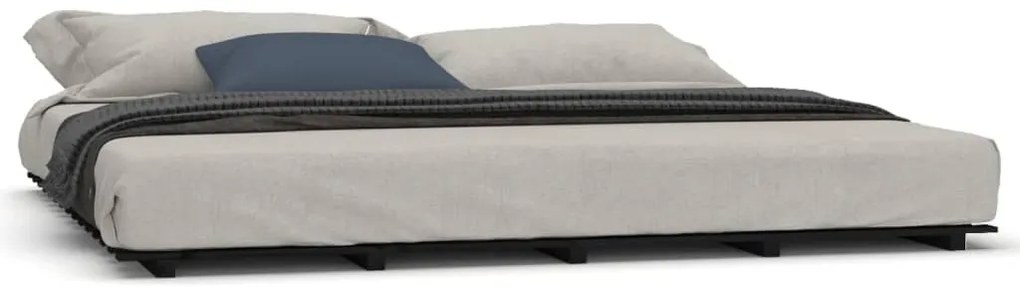 824582 vidaXL Рамка за легло, черна, 160х200 см, бор масив