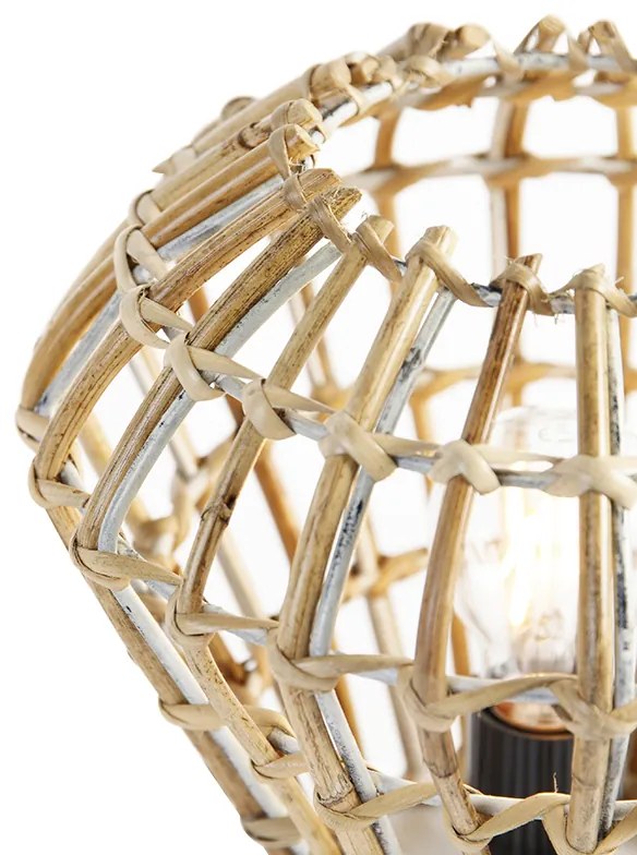 Ръстична настолна лампа бамбук с бяло - Canna Diamond