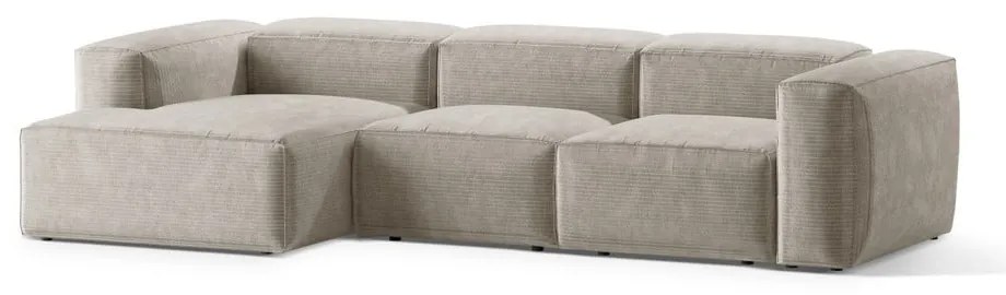 Бежов ъглов диван от рипсено кадифе (ляв ъгъл) Bergano – Cosmopolitan Design