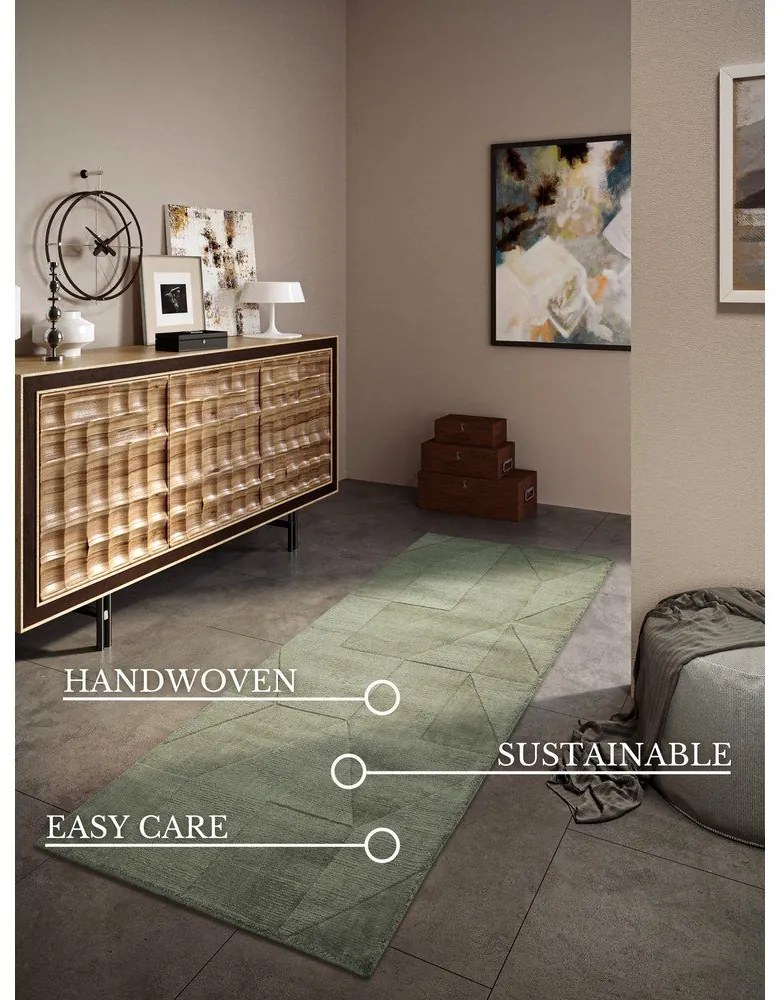 Зелена ръчно изработена вълнена пътека 80x250 cm Ursule – Villeroy&Boch