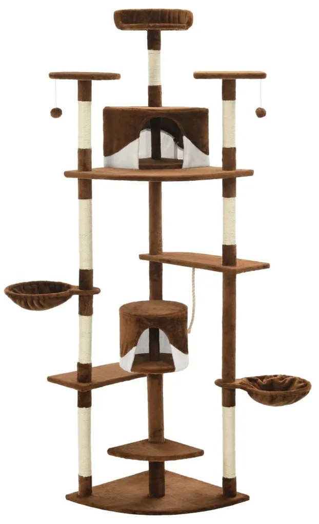 170528 vidaXL Котешко дърво със сизалени стълбове, 203 см, кафяво и бяло