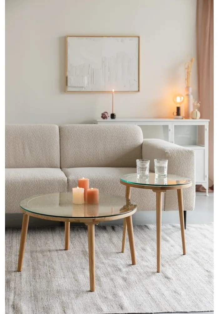 Стъклена кръгла масичка за кафе в естествен цвят ø 70 cm Haru – White Label