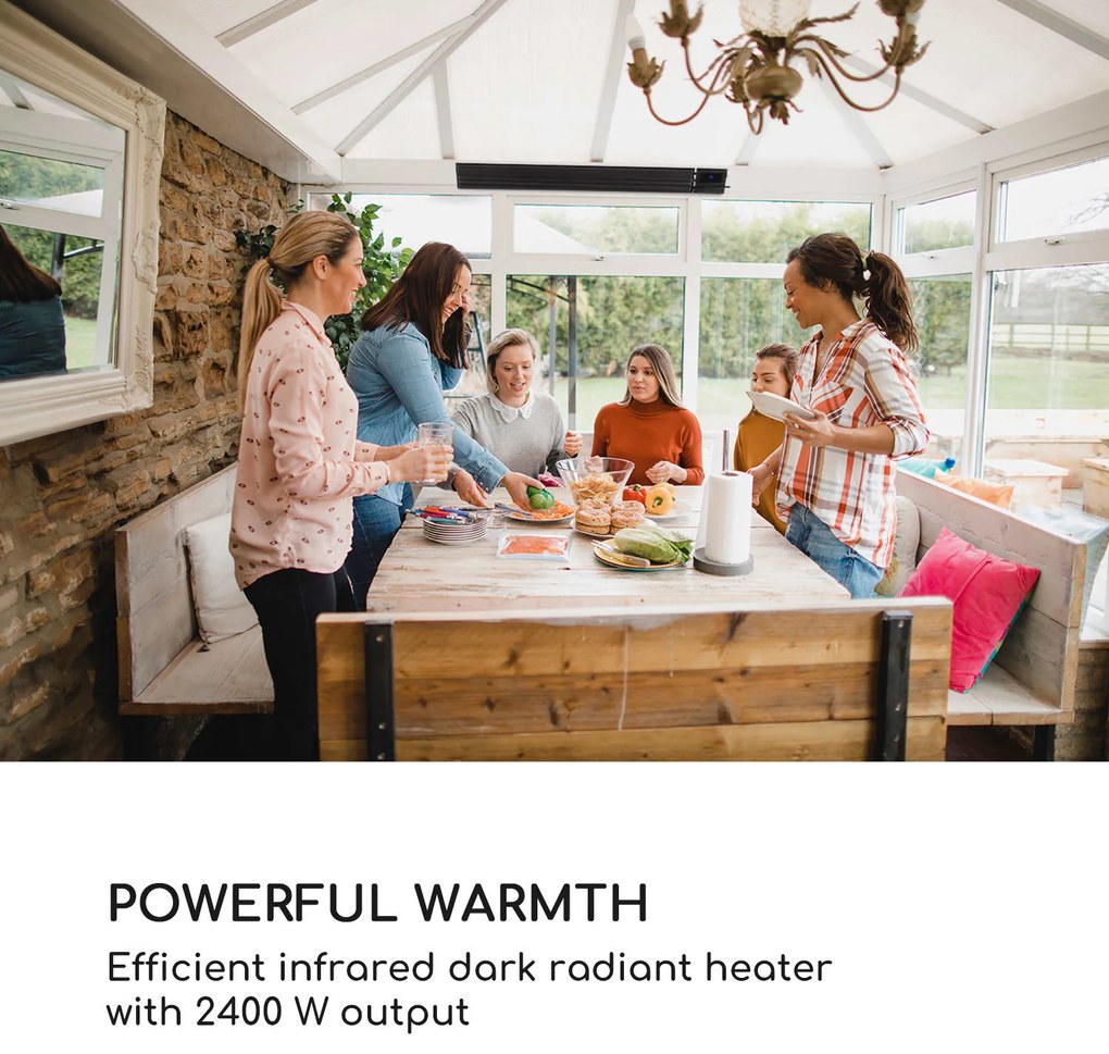 Blumfeldt Cosmic Beam Plus, инфрачервен нагревател за тераса, 2400 W, IP44, дистанционно управление, черен