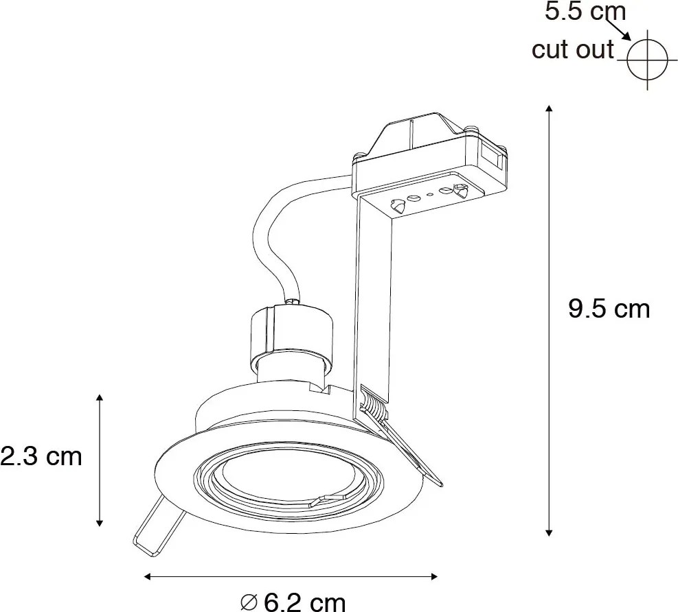 Комплект от 12 вградени прожектора месинг GU10 35 mm - Edu