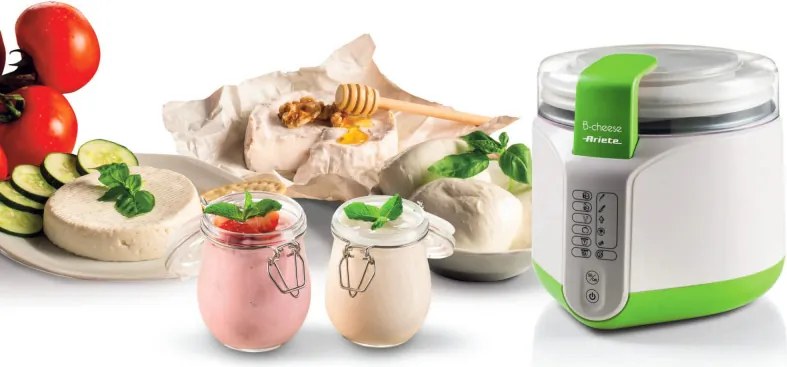 Уред за сирена и кисело мляко Ariete B-CHEESE 0615/00, 500W, 2 л, 6 програми, 90C, 6 индикатора, Бял/зелен