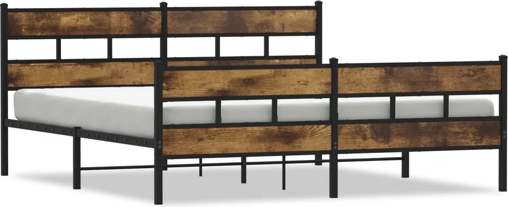 3308468 vidaXL Метална рамка за легло, без матрак, опушен дъб, 193x203 см