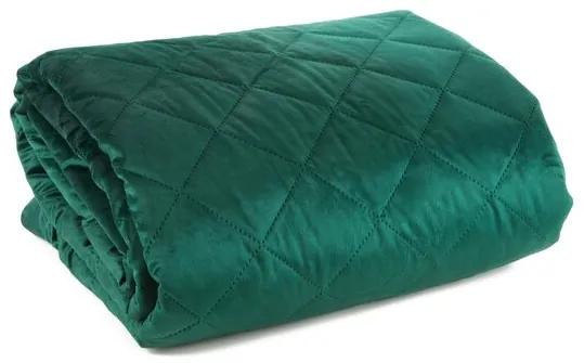 Покривка за легло от лъскаво кадифе в тъмнозелен цвят Ширина: 220 см | Дължина: 240 см