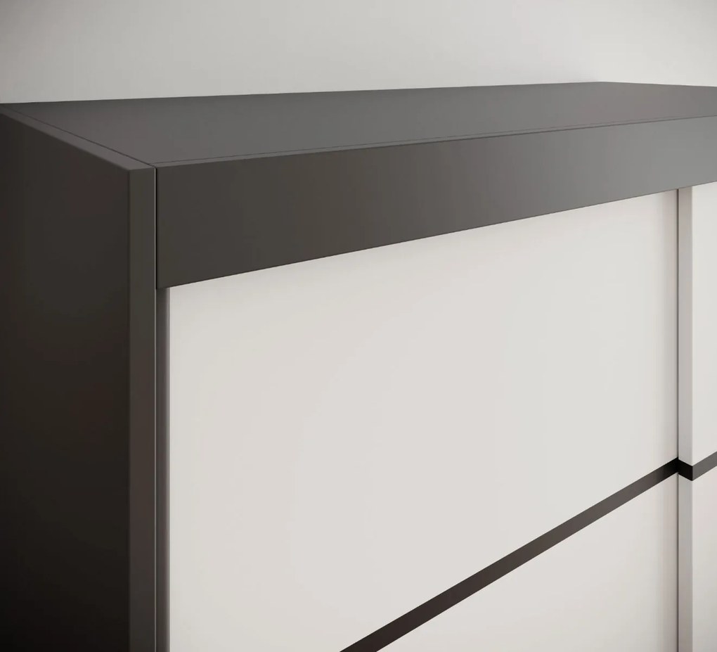 Гардероб Lissa 120 плъзгащ-Черно-Бяло