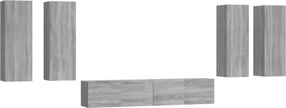3114348 vidaXL Комплект ТВ шкафове от 6 части, сив сонома, инженерно дърво