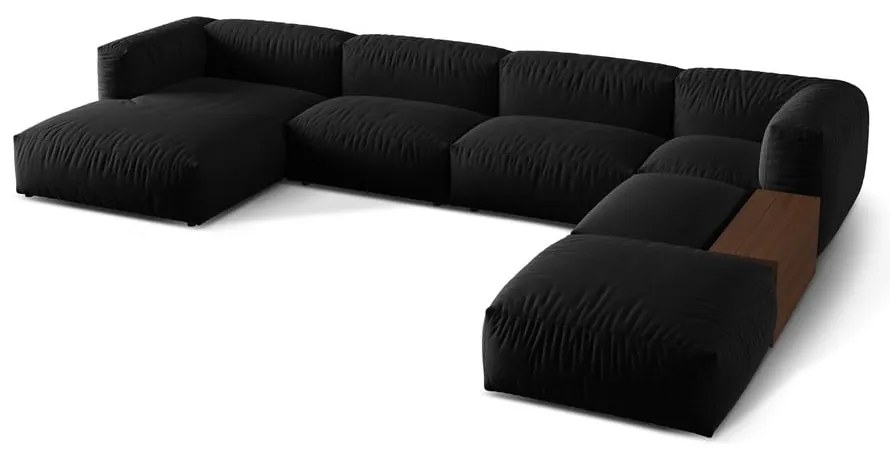 Черен модулен ъглов диван (десен ъгъл/U форма) Martina – Micadoni Home
