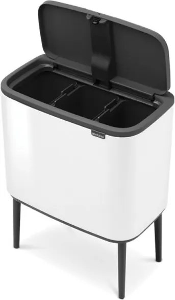 Кош за боклук Brabantia Bo Touch 651118, 3x11 л, Плавно и безшумно отваряне, Голям отвор, Тъмносив