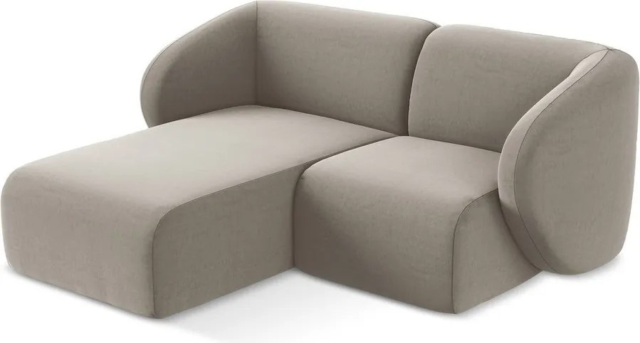 Светлокафяв кадифен ъглов диван (ляв ъгъл) Lani – Makamii