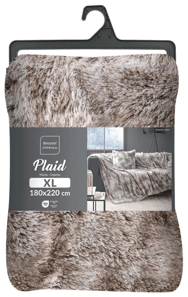 Кафяво одеяло от изкуствена кожа 180x220 cm Antartic – douceur d'intérieur