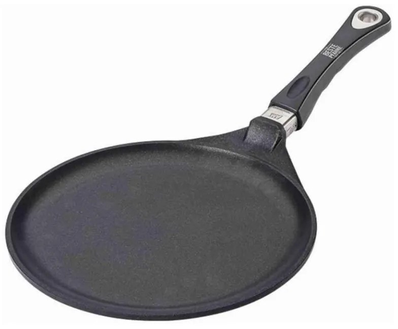 Тиган за палачинки AMT Gastroguss 128, 28 см, Алуминиева отливка, Незалепващо покритие Lotan®, До 240°C, Черен