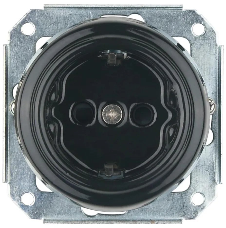 Bohemia-Design- Porcelá. ретро стенна розетка без рамка SCHUKO 250V/16A черна