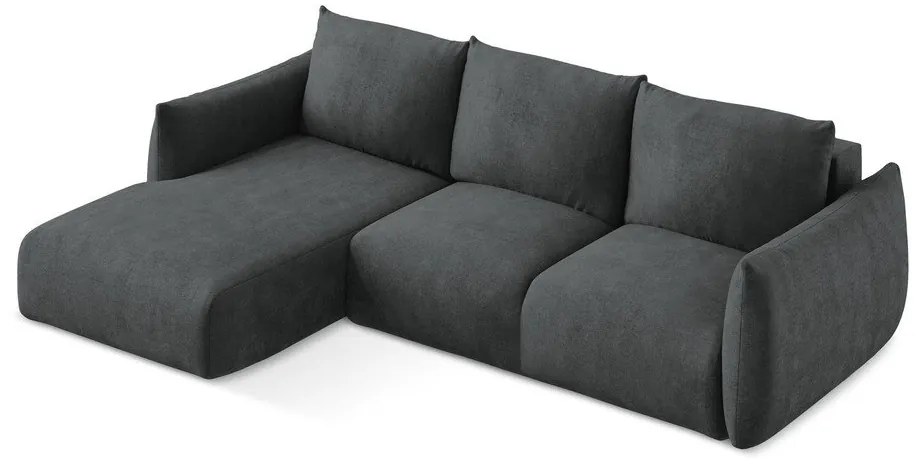 Тъмносив шенилов сгъваем ъглов диван (ляв ъгъл) Leila – Makamii