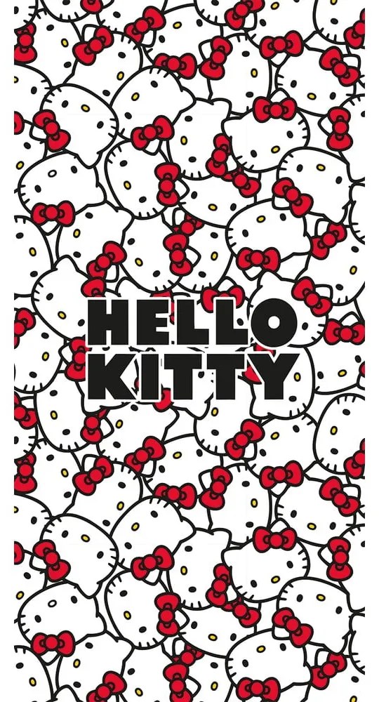 Червена/бяла памучна детска кърпа 70x140 cm Hello Kitty – Jerry Fabrics