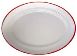 Емайлирано плато овално 30см крем/червено RETRO-(96/30 105+105)