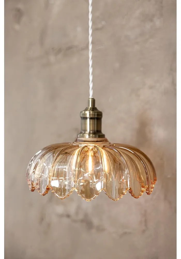 Висящо осветително тяло в месингов и кехлибарен цвят със стъклен абажур ø 25,5 cm Kurage – Markslöjd