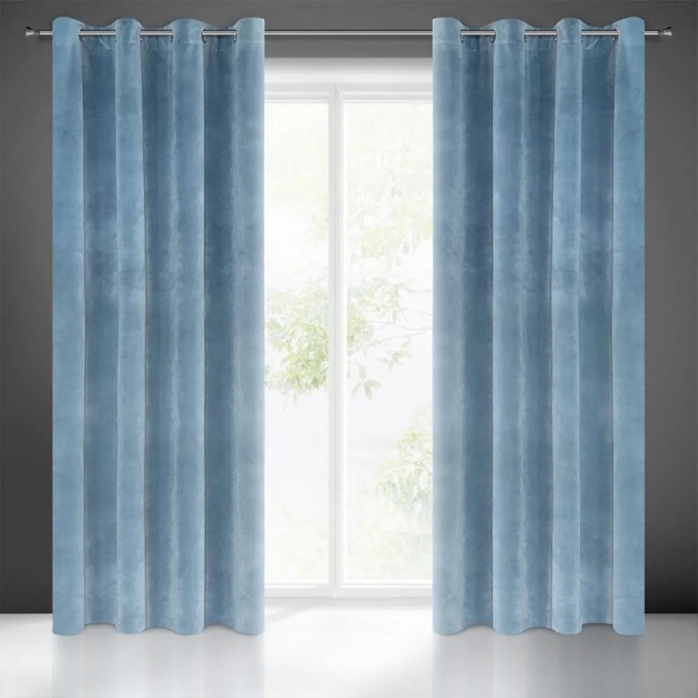 Красиви сини едноцветни завеси 140 x 250 cm