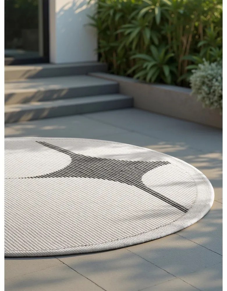 Черно-бял кръгъл килим за открито и закрито ø 160 cm Duet Bowen – NORTHRUGS