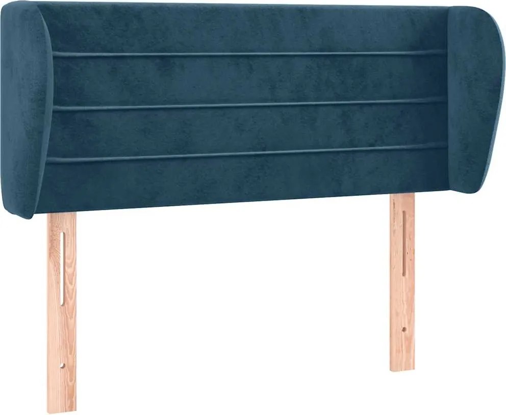 3117318 vidaXL Горна табла за легло с уши, тъмносиня, 83x23x78/88 см, кадифе