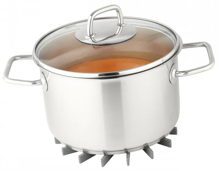 Силиконова подложка Fackelmann 44508, 11.5-19 см, Разтегателна, Топлоустойчива, Сив/Жълт