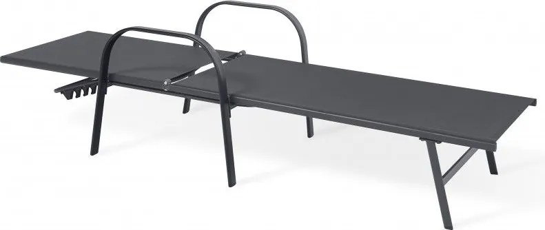 Накланящ се градински шезлонг тъмно сив