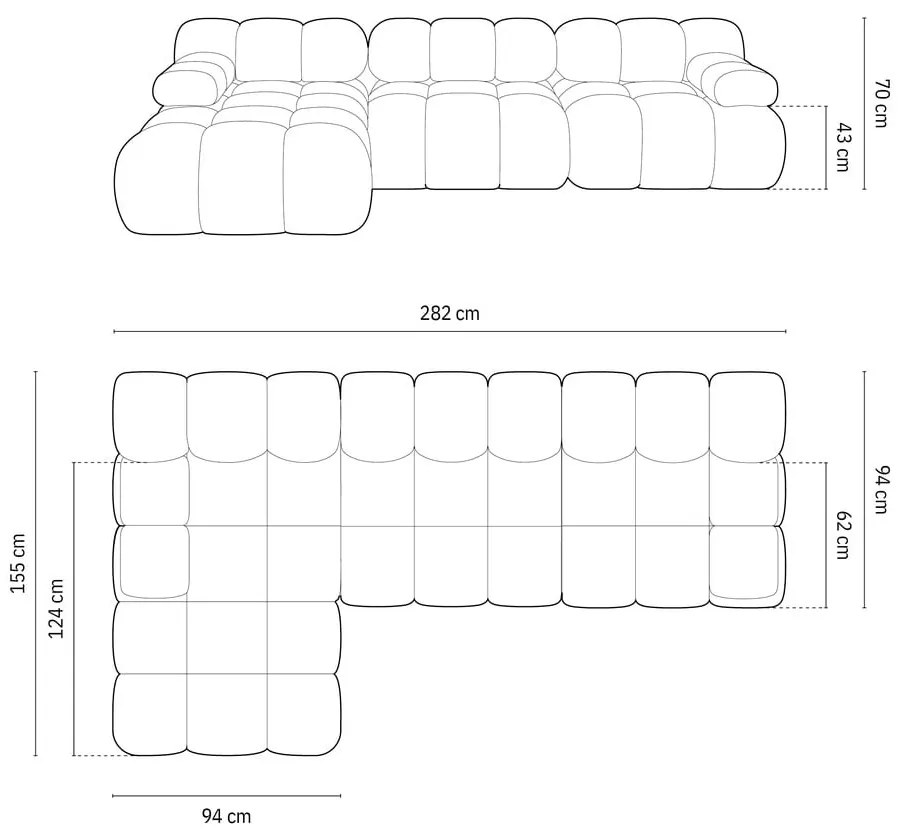 Зелен модулен ъглов диван от букле (ляв ъгъл) Bellis – Micadoni Home