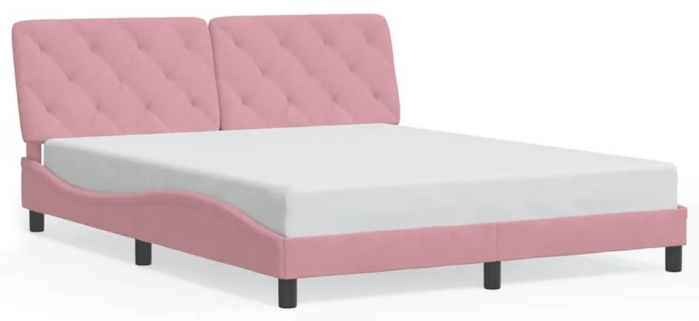 3207934 vidaXL Рамка за легло без матрак, розова, 160x200 см, кадифе