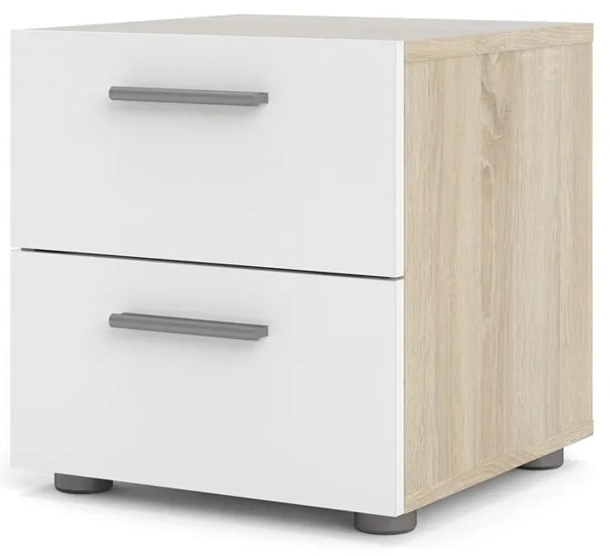 Бяло нощно шкафче в дъбов декор Pepe - Tvilum