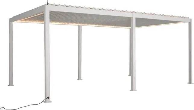 Електрическа пергола Hesperide Evora, Бял алуминий, 6x3.6 m