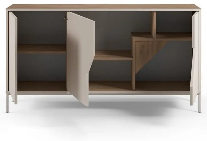 Кремаво-естествен скрин от декор от дъб 150x80x40 cm Lilou – Marckeric