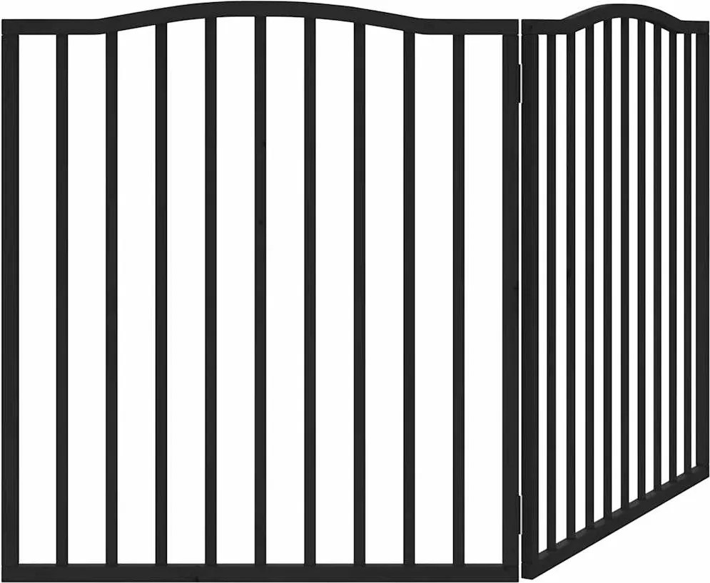 Сгъваема преграда за кучета 2 панела черна 160 см топола