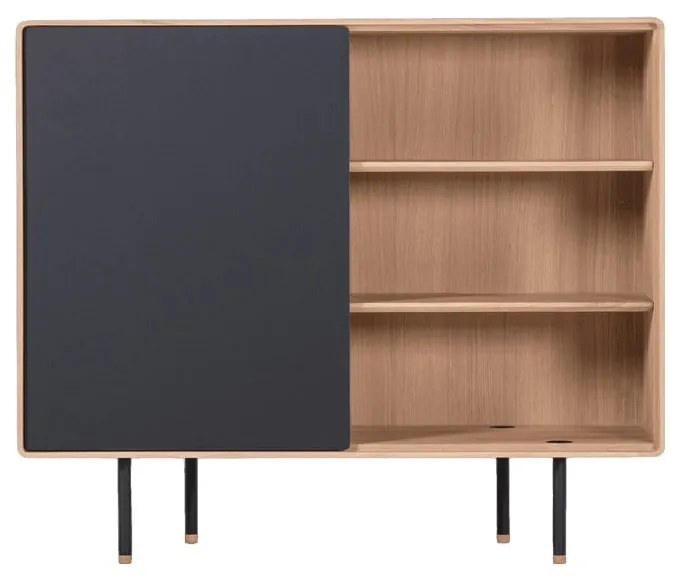 Черен/естествен нисък скрин от масивен дъб 118x100 cm Fina – Gazzda