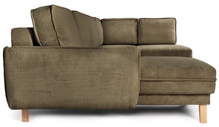 Зелен сгъваем ъглов диван от рипсено кадифе (десен ъгъл/"U" форма) Tori – Bonami Selection