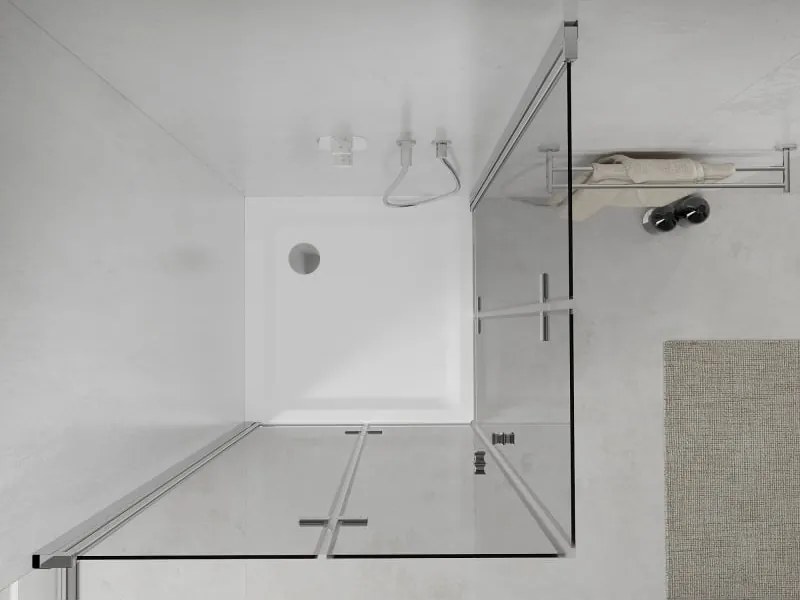 Mexen Lima Двукабинен сгъваем душ 90 x 90 см, прозрачен, хром + корито Flat