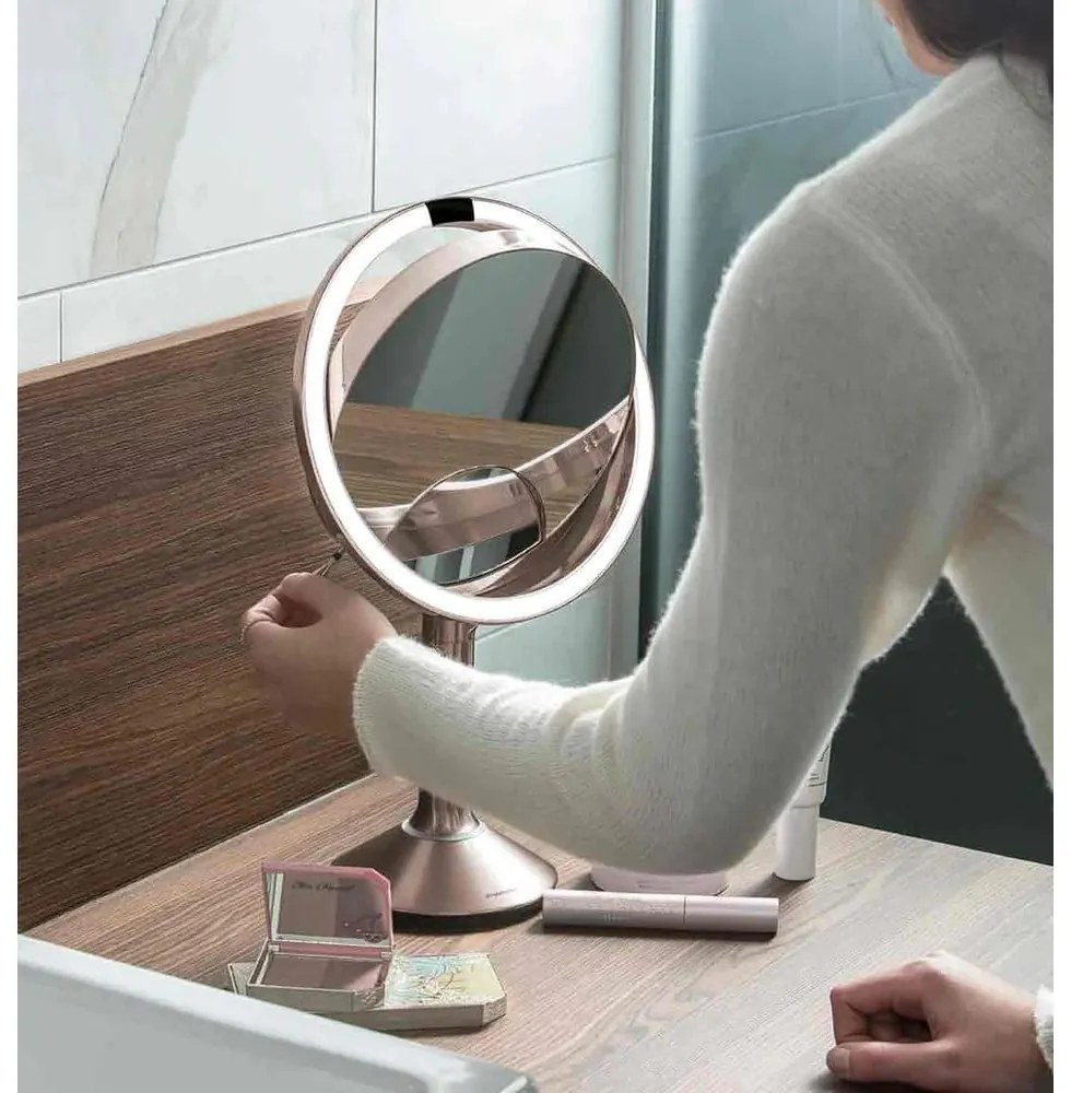 Козметично огледало със светлина/увеличително (5x) ø 20 cm Sensor Trio – simplehuman