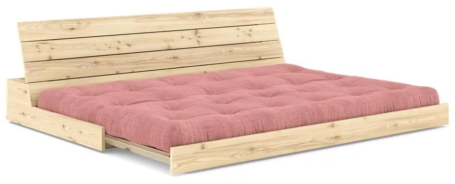 Розов разтегателен диван от велур 196 cm Base – Karup Design