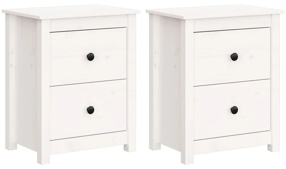 813682 vidaXL Нощни шкафчета, 2 бр, черни, 50x35x61,5 см, борово дърво масив