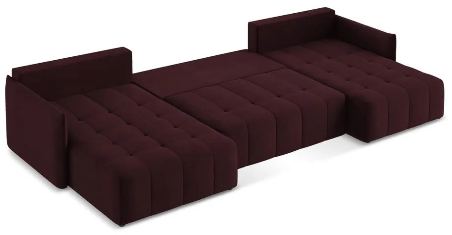 Бордо разтегателен ъглов диван с място за съхранение (U форма) Moku – Makamii