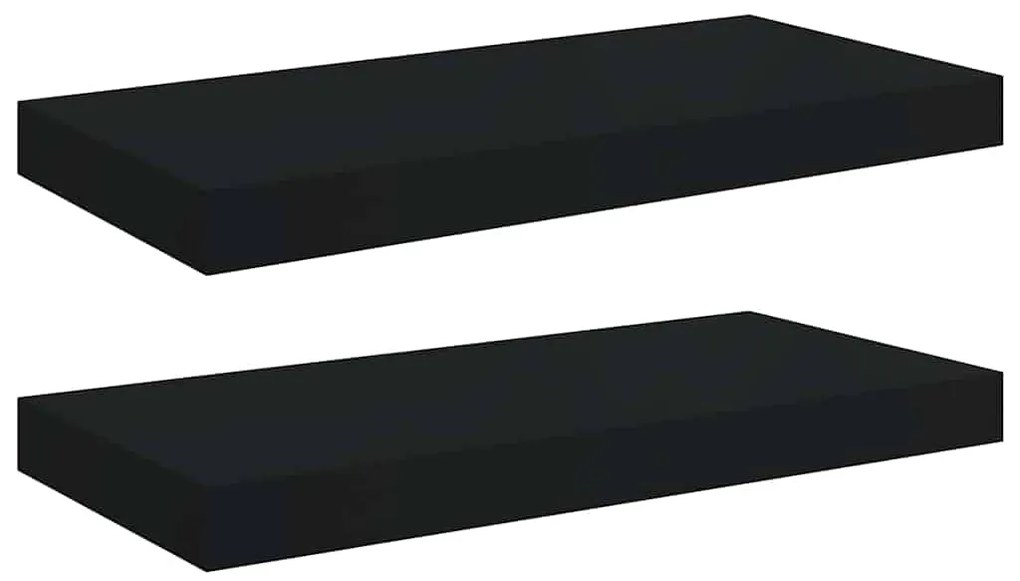 323830 vidaXL Окачени стенни рафтове, 2 бр, черни, 50x23x3,8 см, МДФ