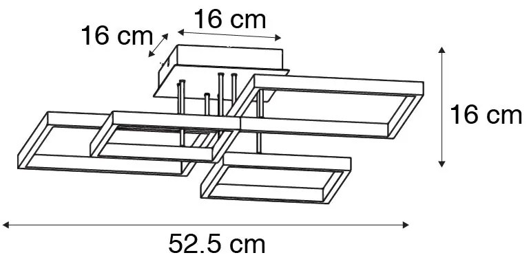 Таванна лампа черна с LED 3-степенна димируема 4-светлина - Lejo
