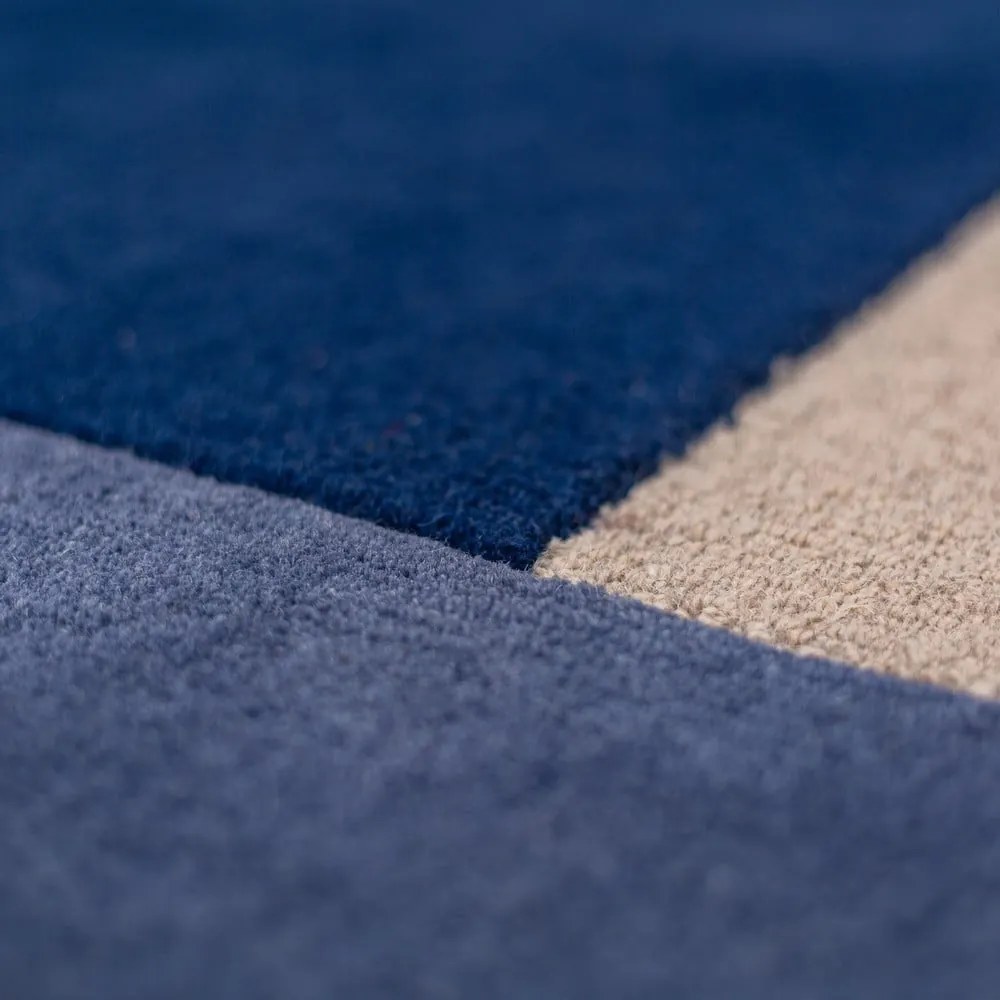 Син ръчно изработен вълнен кръгъл килим ø 150 cm Mia Segment – Flair Rugs