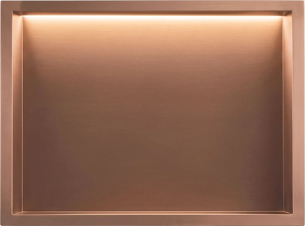 Вграден рафт за баня LED 30x45 brush copper