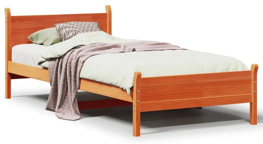 855599 vidaXL Рамка за легло без матрак, восъчнокафяв, 100x200 см, бор масив