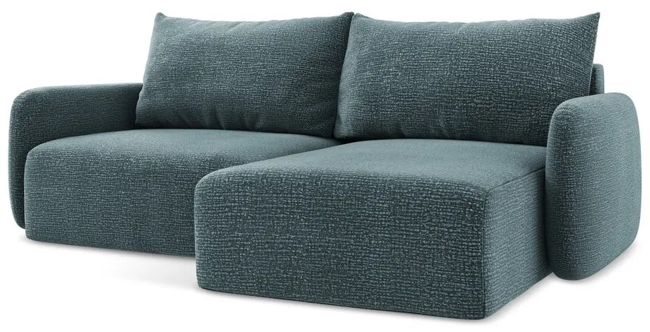 Тюркоазен разтегателен ъглов диван с място за съхранение (десен ъгъл) Kalena – Makamii